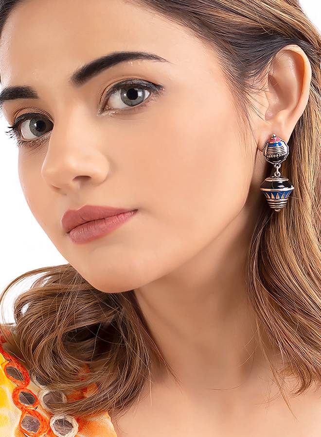 Kalbelia Enameled Tribal Earrings : 8905124131512