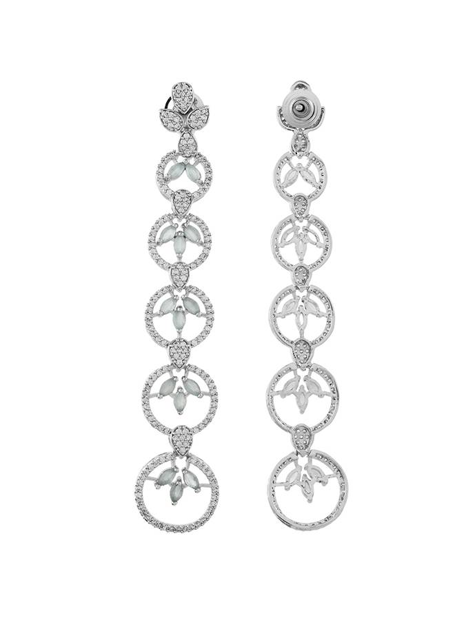 Sparkling Elegance Eternal Grace Green American Diamond Dangler Earrings : 8905124528398