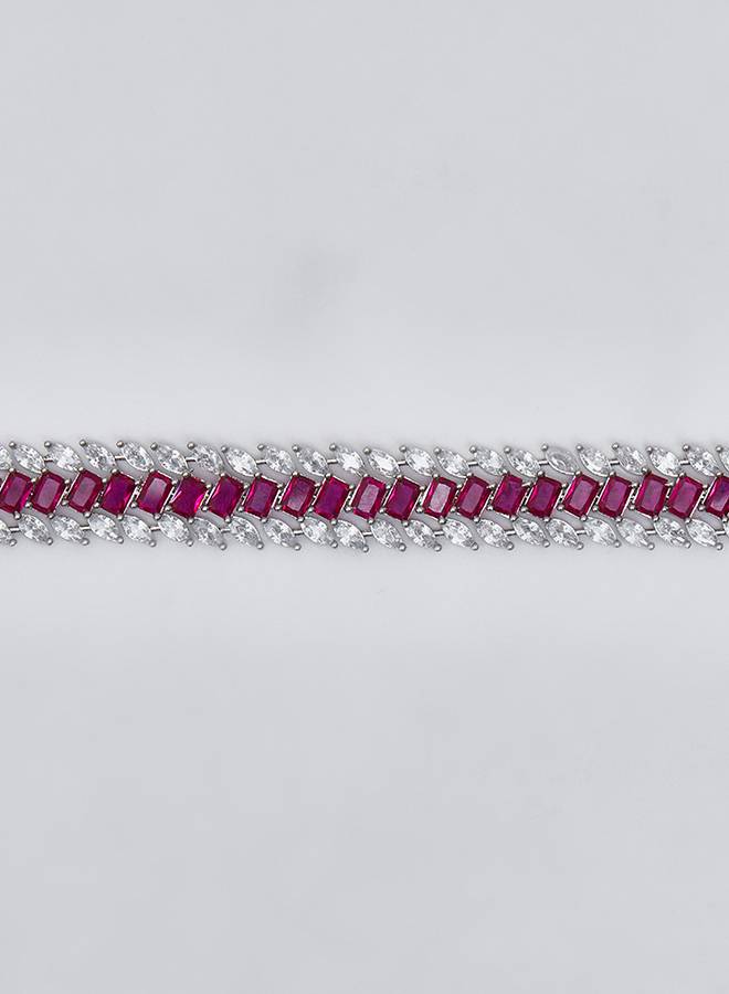 Cz Elegance Pink And White Cz Gems Necklace Set : 8905124459258