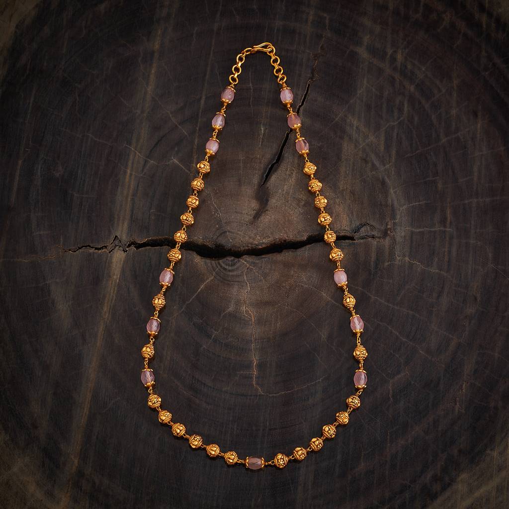 Kushal'S Fashion Jewellery Pink Gold-Plated Ethnic 92.5 Pure Silver Temple Chain Necklace-173477 : 425930