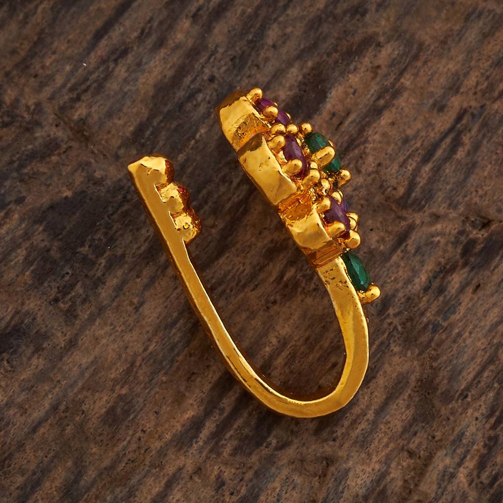 Kushal'S Fashion Jewellery Ruby-Green Gold-Plated Bridesmaid Antique Nath : 424269