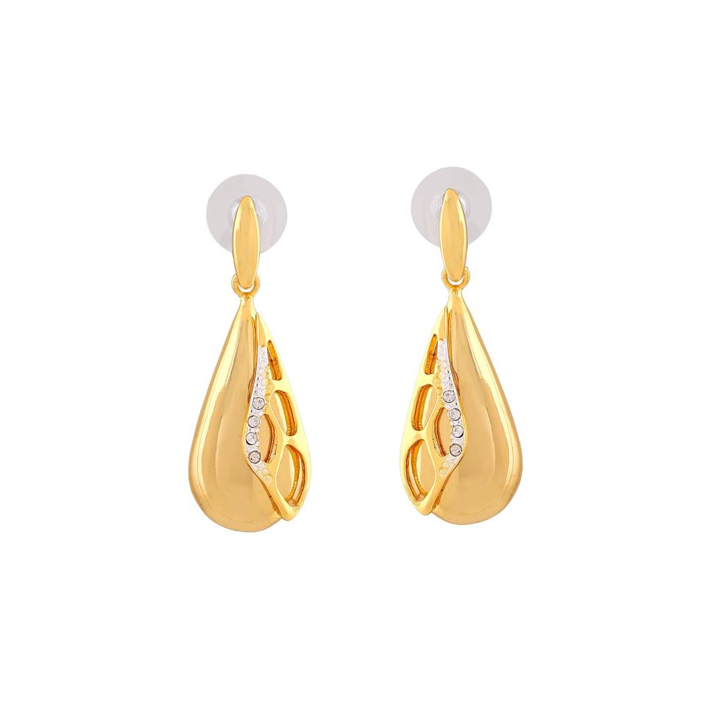 Estele Gold Plated Classic Drop Designer Pendant Set With White Austrian Crystal For Women : 9492NKER