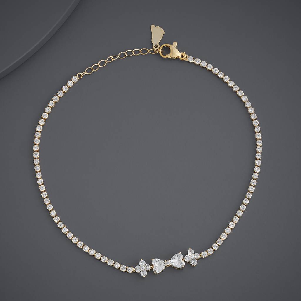 Kushal'S Fashion Jewellery White Gold-Plated Party Zircon Trendy Anklet-441639 : 441639