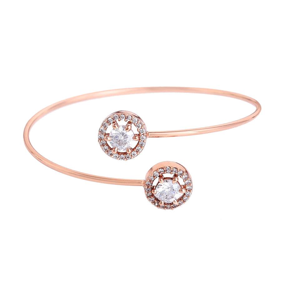 Estele Rosegold Plated Fashionable Circle Motif Cuff Kada Bracelet With White Sparkling Diamonds For Girls And : AD-090-RGWEBR
