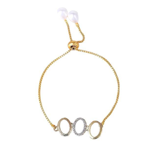 lry Combo Of Choker Necklace Set For Women: Gold & Rhodium Plated White American Diamond Classic Oval : OSAKCOM009-2TNWENKERBRFN