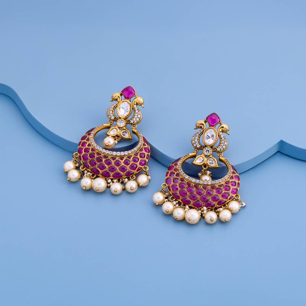 Kushal'S Fashion Jewellery -Plated Kundan Chandbali Earrings-184830 : 441268