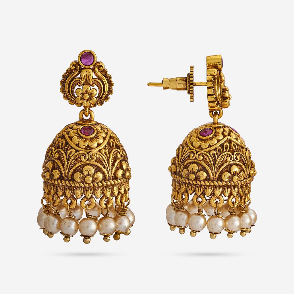 Kushal'S Fashion Jewellery Plated Ethnic Antique Jhumkas-185668 : 442850