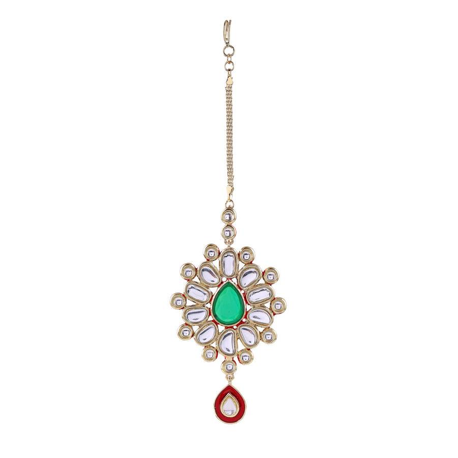 Estele Gold Plated Traditional Flower Designer Kundan Maang Tikka For Women : 024-IGTIKKA