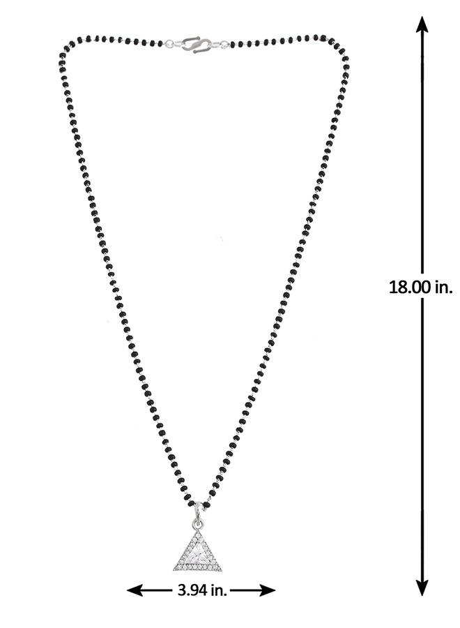 Sparkling Essential White Cz Studded Triangular Silver Mangalsutra Set : 8905124495133