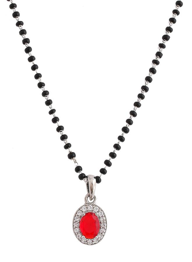Sparkling Essential Red Cz Studded Oval Silver Managaltura : 8905124495171