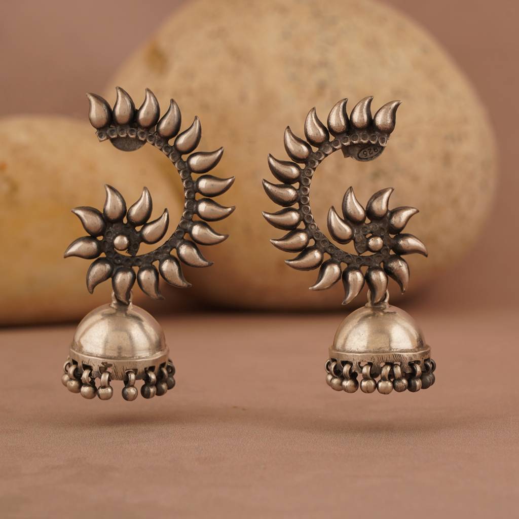 Tribal Silver Jhumkis. : SSE677