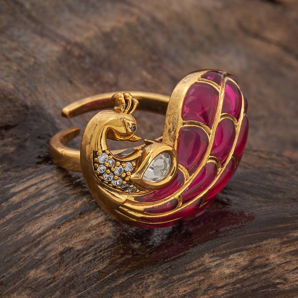 Kushal'S Fashion Jewellery Victorian-Plated Ethnic Kundan Finger Ring-182235 : 435318