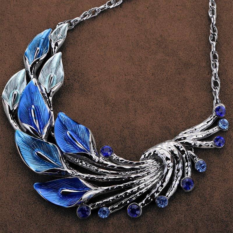 Splendid Statuesque Blue Colour Necklace Earring Set Gift For Women Girls : PX9N03
