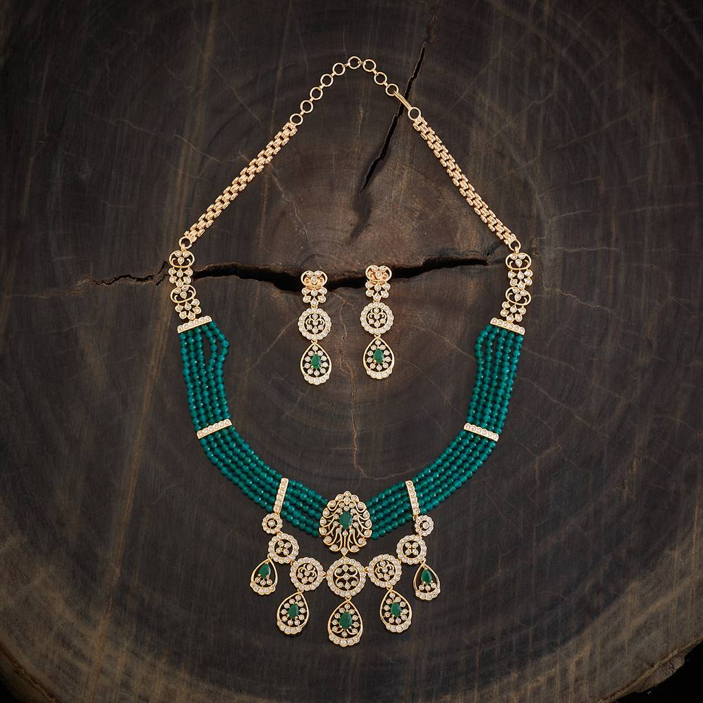 Kushal'S Fashion Jewellery Gold-Plated Bridesmaid Zircon Necklace-173832 : 417109