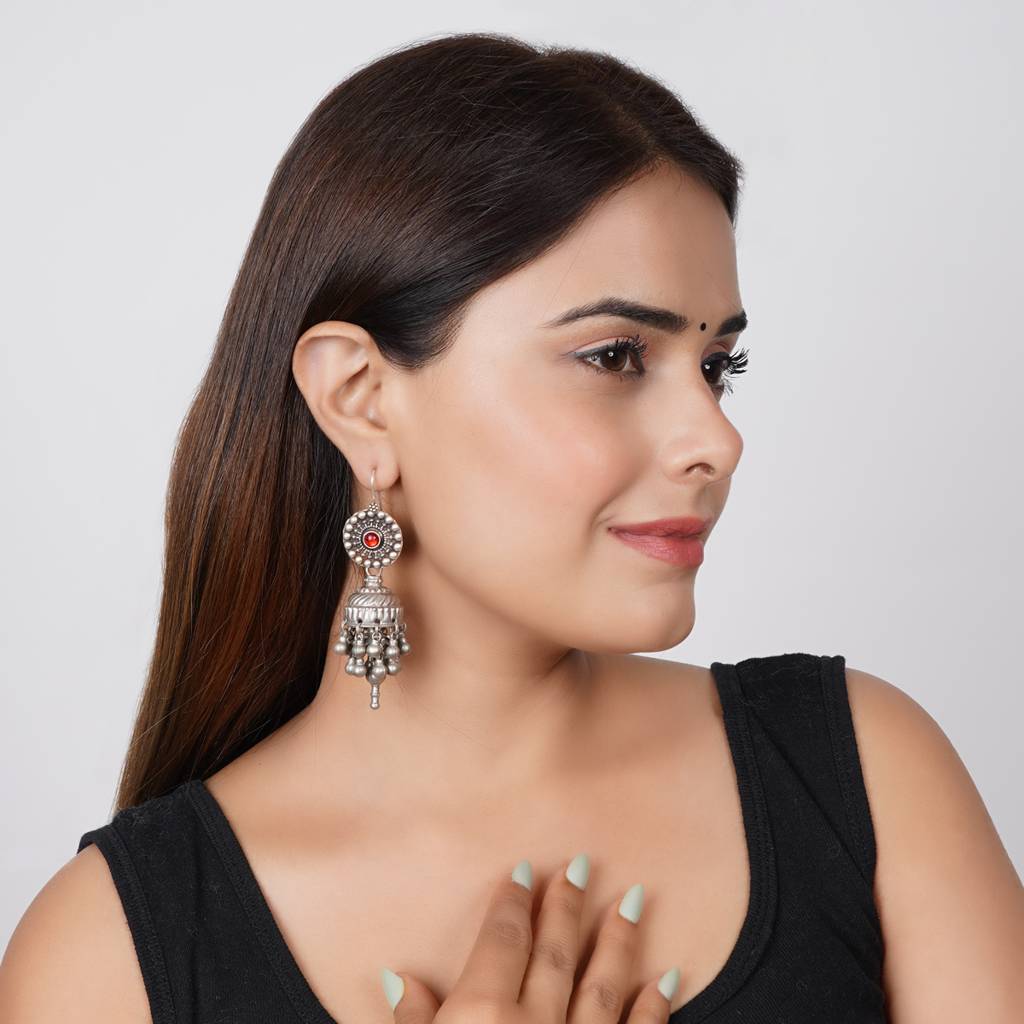 Tribal Silver Jhumkis For Womens. : SSE777