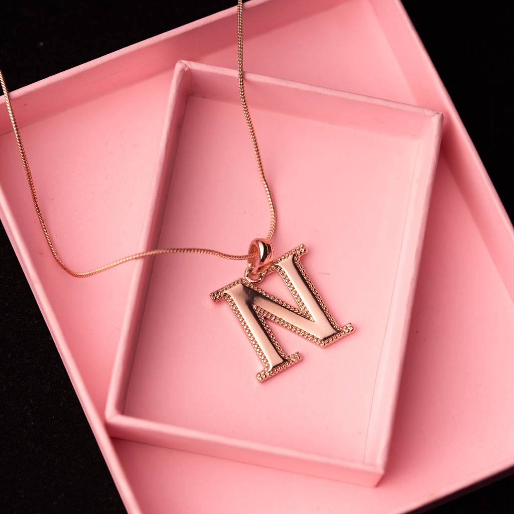 Estele Rosegold Plated N Letter Charm Pendant For Women : 1009-NPENDANT