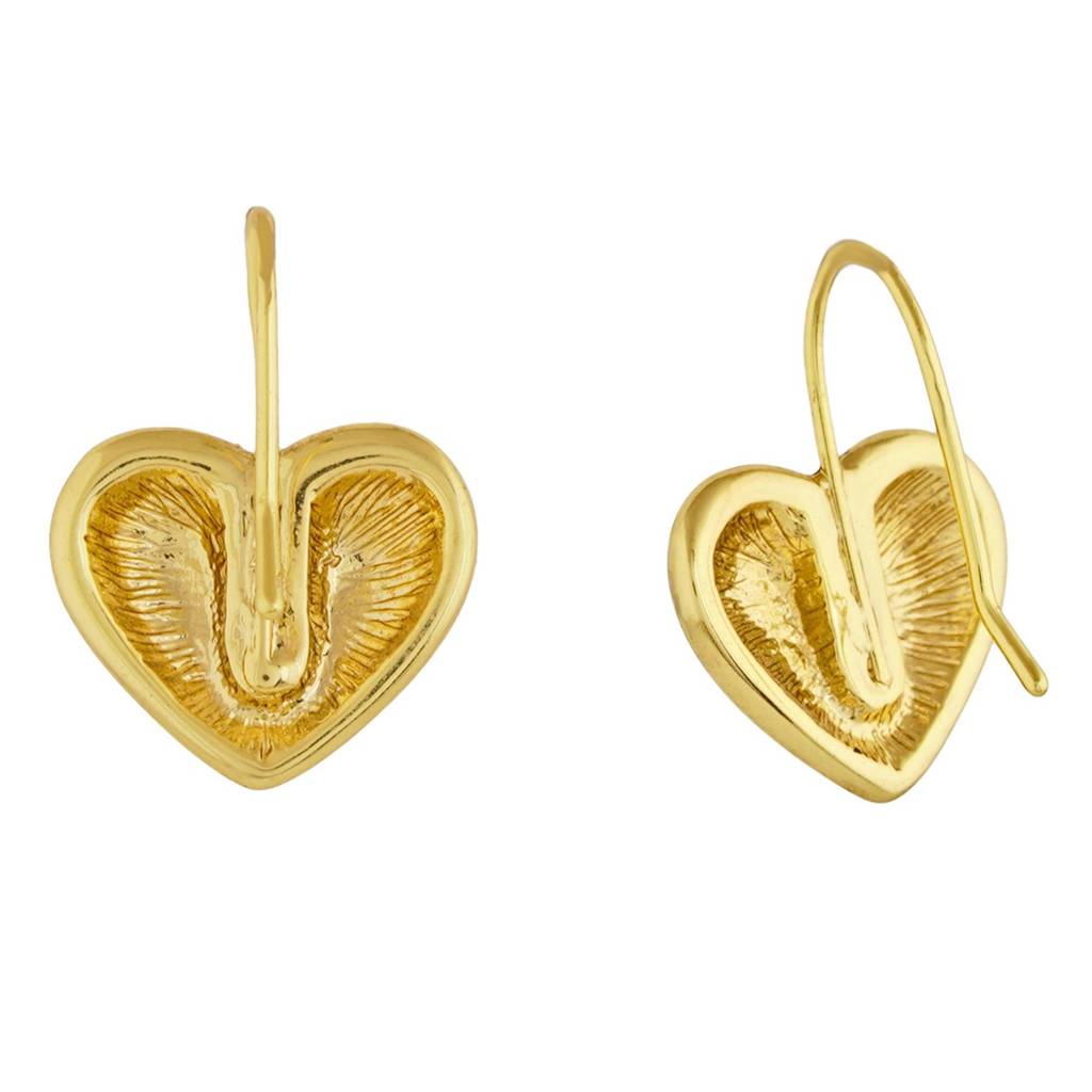 Estele Gold Plated Patterned Heart Drop Earrings For Women : 400710ER