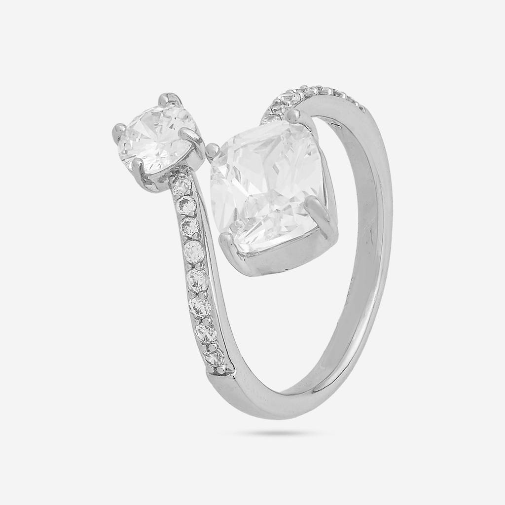 Kushal'S Fashion Jewellery White Rhodium-Plated Party Trendy Zircon Finger Ring -451390 : 451390
