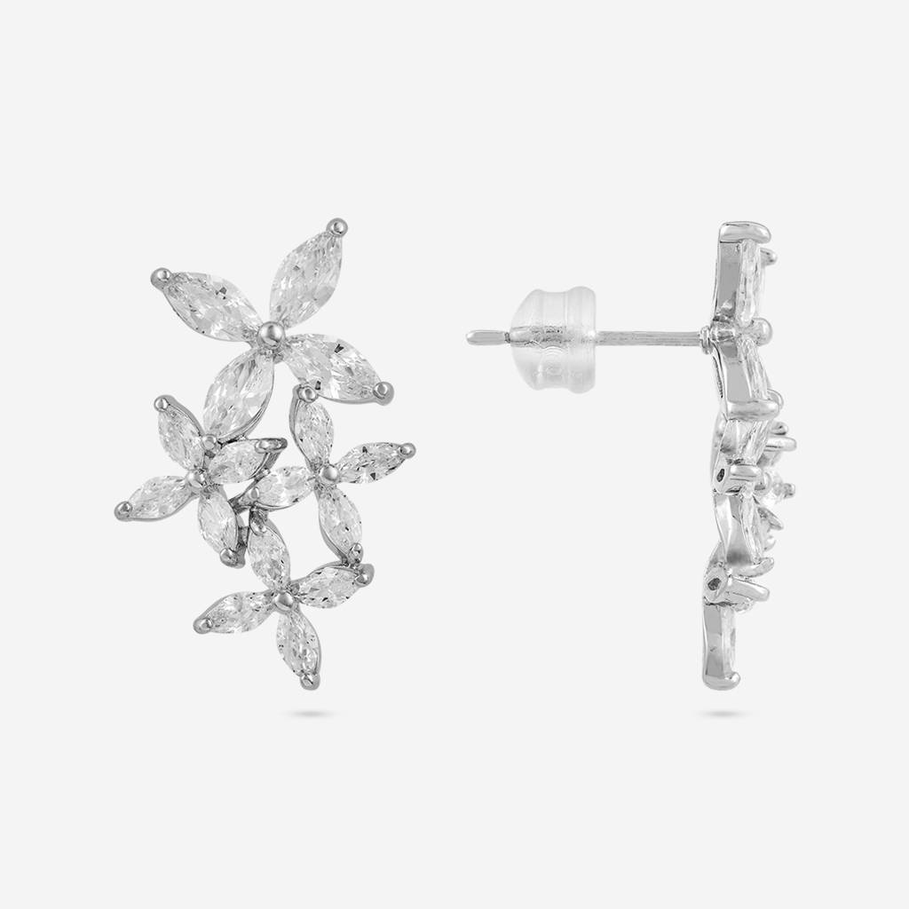 Kushal'S Fashion Jewellery White Rhodium Plated Party Trendy Zircon Studs-187695 : 446877