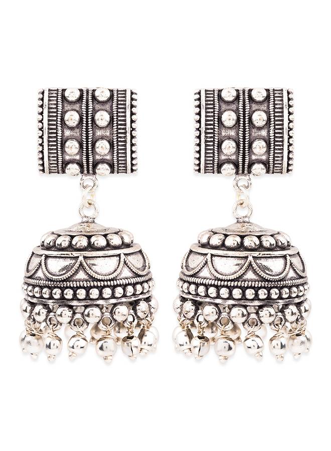 Rava Ball Silver Oxidized Jhumka Earrings-Vmjai43287 : 8905124136074