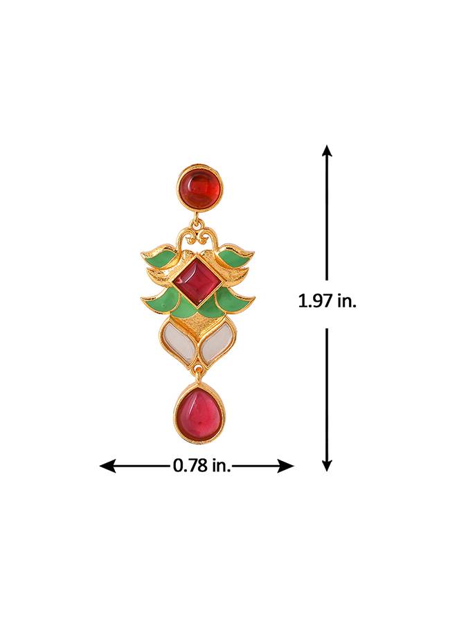 Forever More Pink Green Lotus Drop Earings : 8905124498141