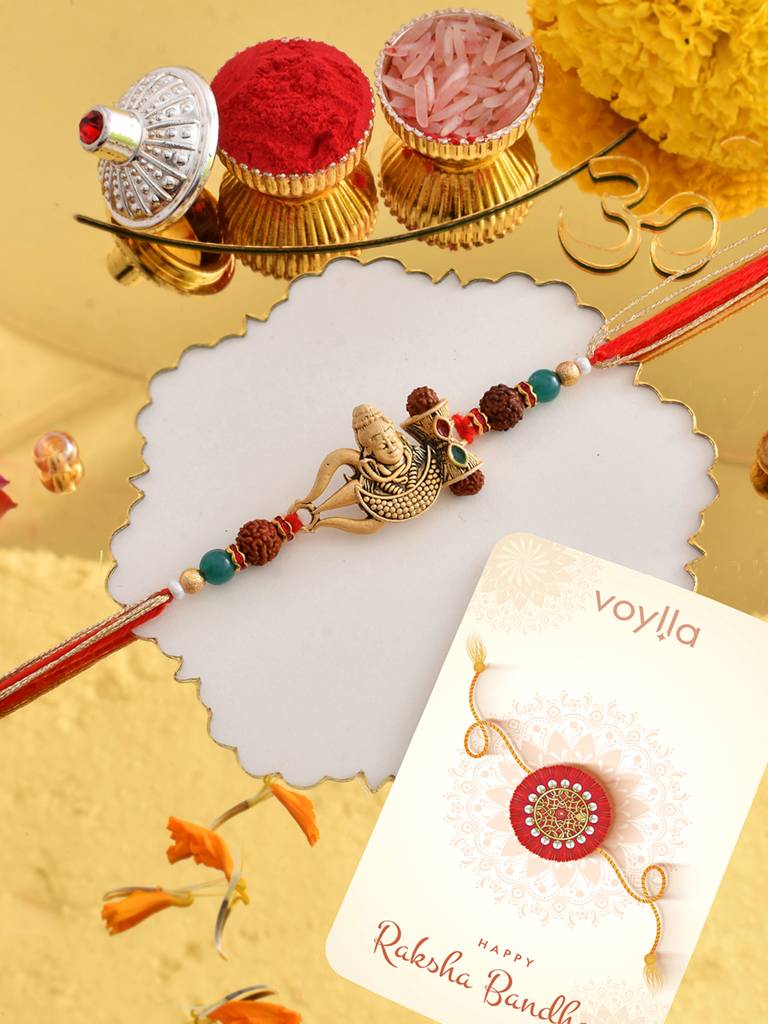 Eternz Certified Jewellery - Voylla Men'S Lord Shiva Motif Thread Rakhi For Brother