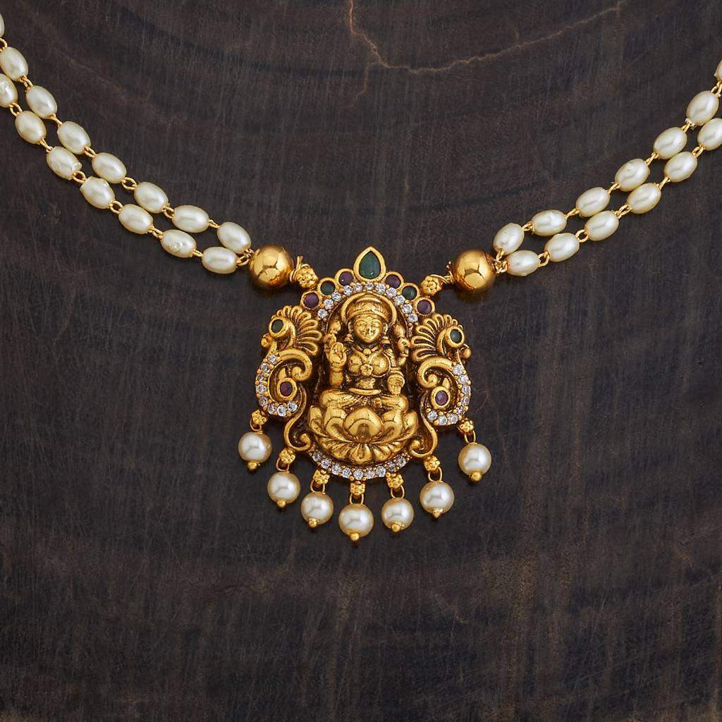 Kushal'S Fashion Jewellery Ruby-Green Gold-Plated Festive Antique Necklace-176984 : 424281