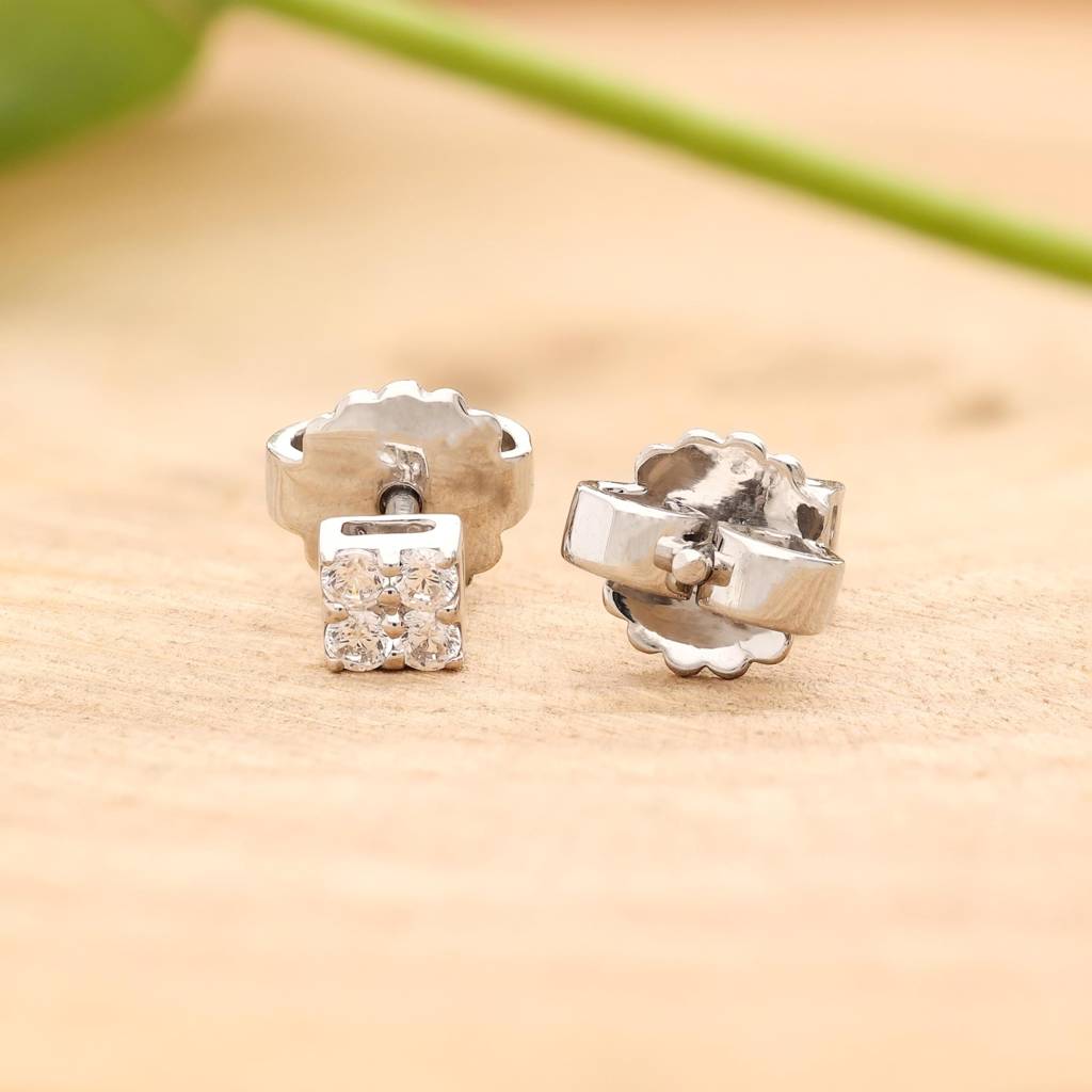 925 Silver Square Cz Cluster Stud Earrings Â Sparkling Dainty Jewelry Gift : SE_000612