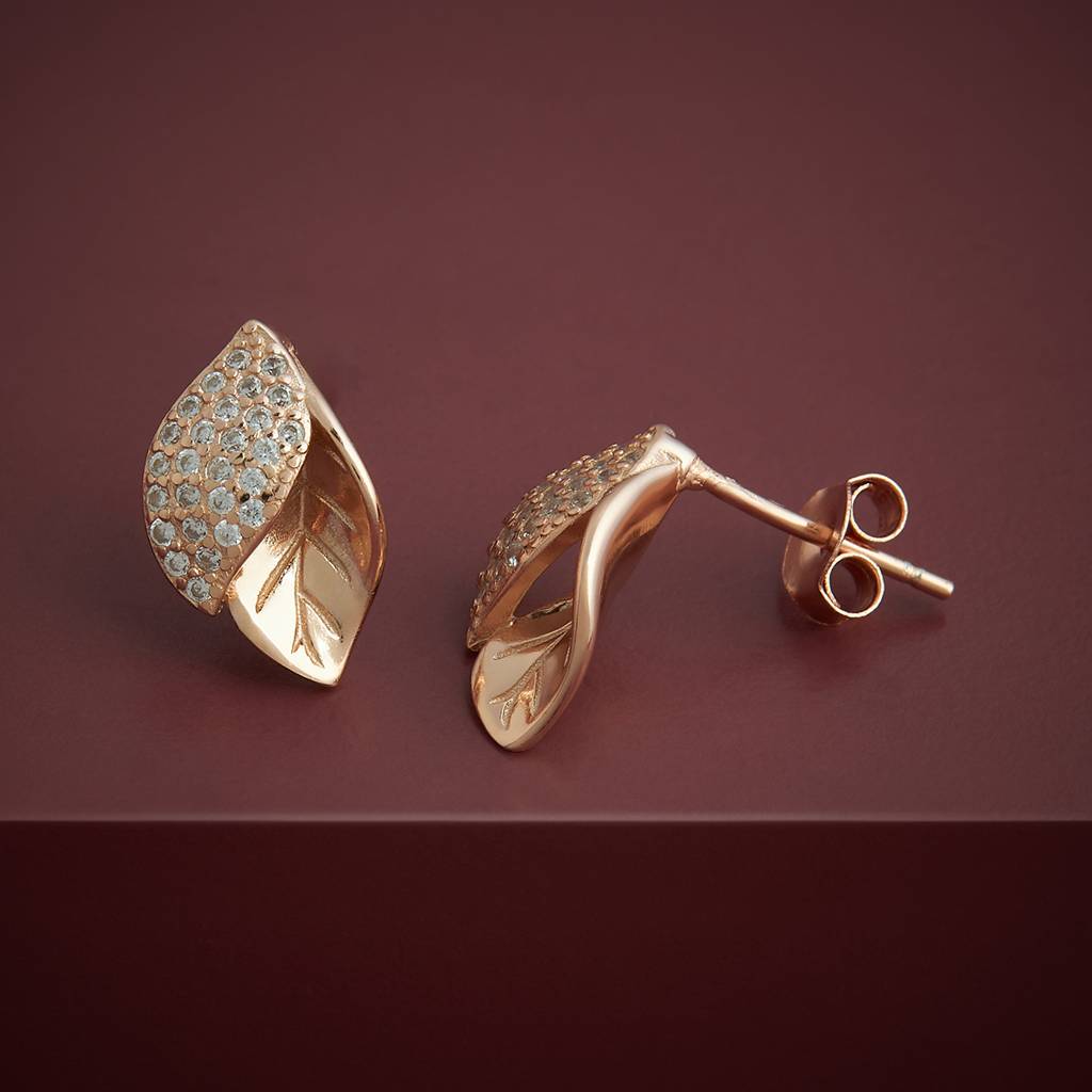Kushal'S Fashion Jewellery White Rose Gold-Plated Party Zircon 92.5 Sterling Silver Stud Earrings-183198 : 437480