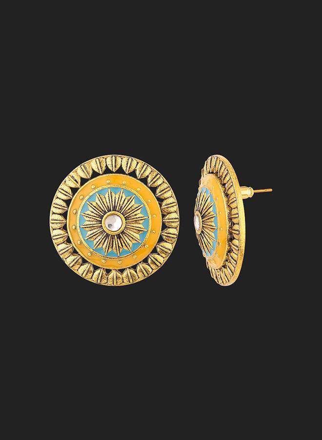 Gwalior Gold Toned Half-Dome Necklace Set : 8905124047059