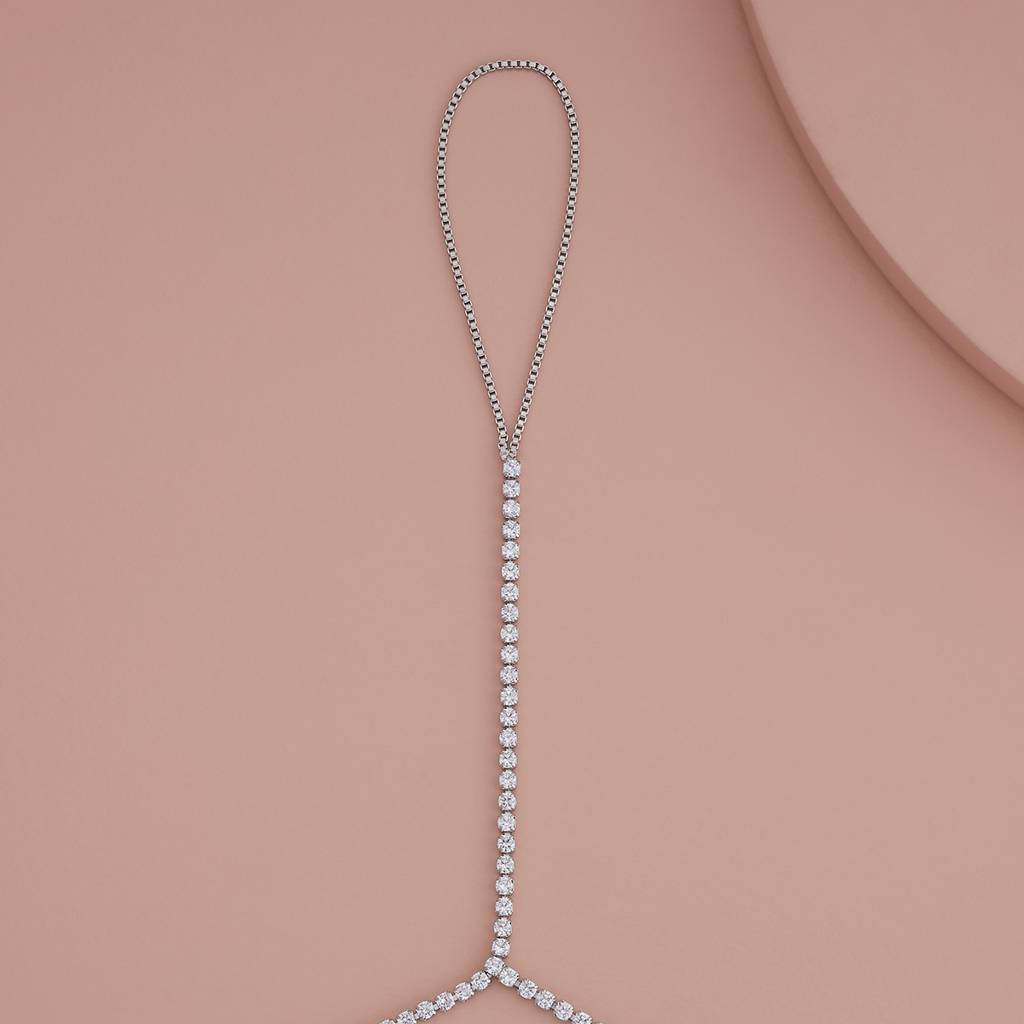 White Rhodium-Plated Party Trendy Zircon Hathpan  -428915 : 428915