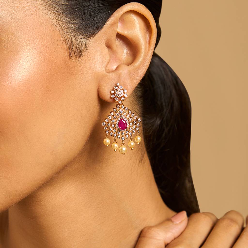 Kushal'S Fashion Jewellery  Gold-Plated Party Zircon Earring-173177 : 415842