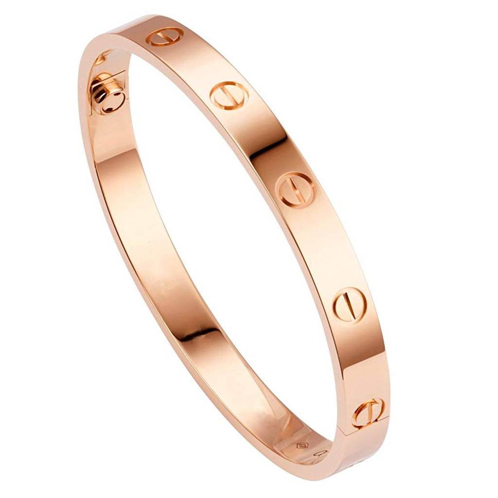 Rose Gold Plated 316L Stainless Steel Kada Bracelet For Men And Women : PX9B96