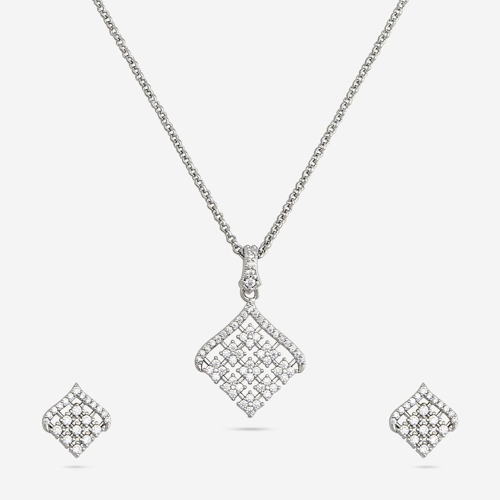 Kushal'S Fashion Jewellery  -Plated Party Trendy Zircon Necklace And Earring Set  -186574 : 444881