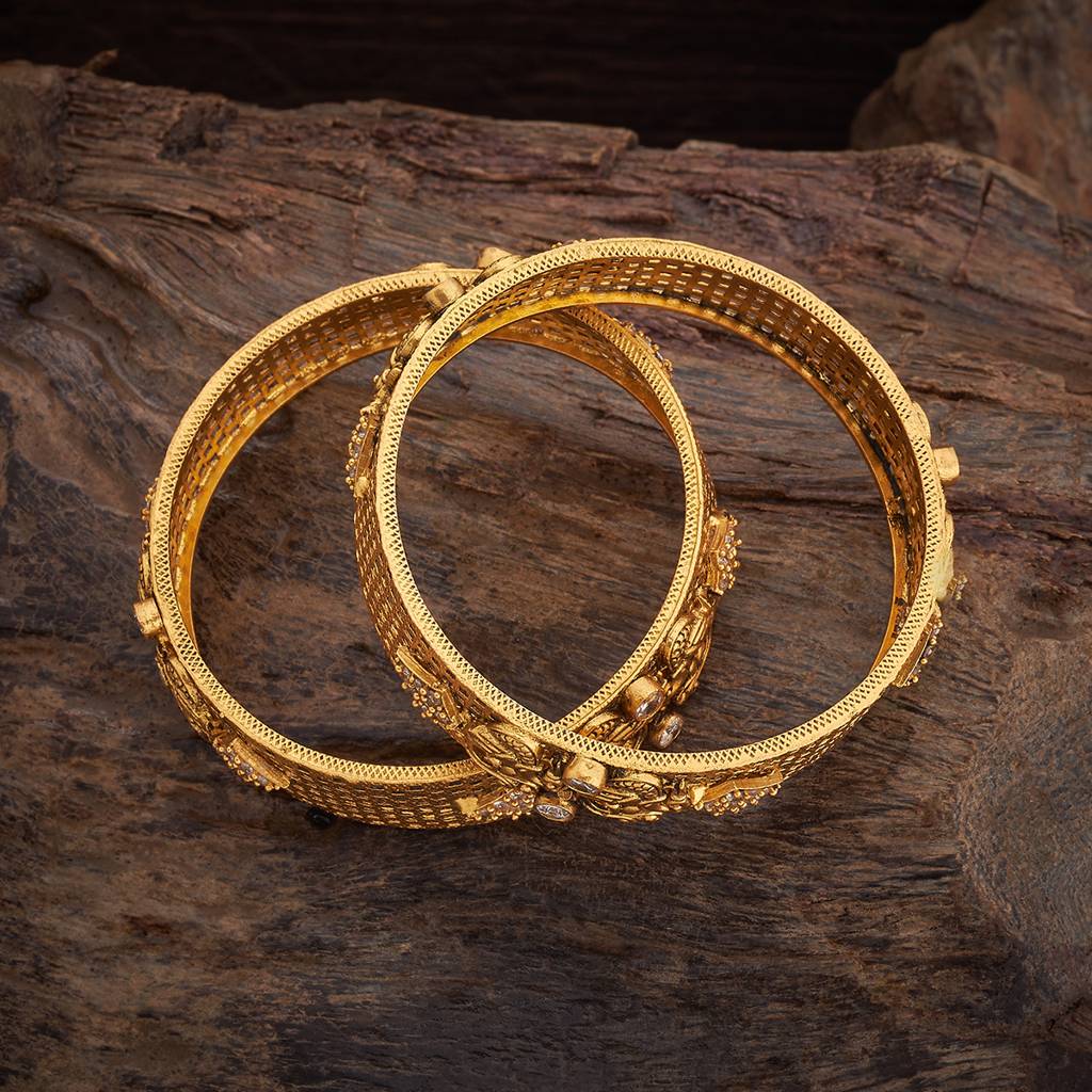 Kushal'S Fashion Jewellery Gold-Plated Handcrafted Set Of 2 Bangles-177372 : 425487