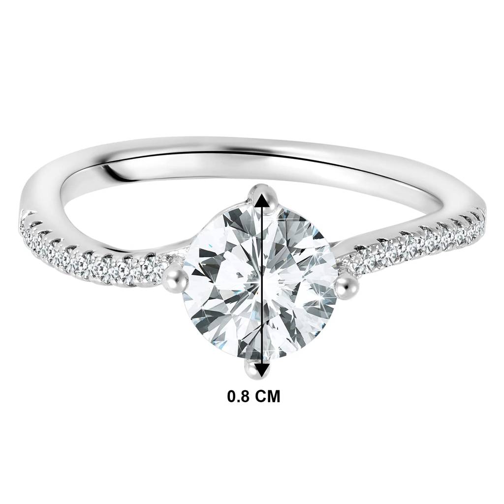 925 Sterling Silver Rhodium Plated Cubic Zirconia Solitaire Promise Ring Gift For Women And Girls : PF23R22-6