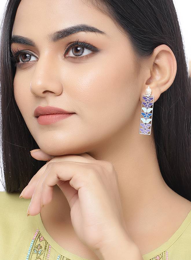 Butterfly Blue Dangler Earrings : 8905124049602