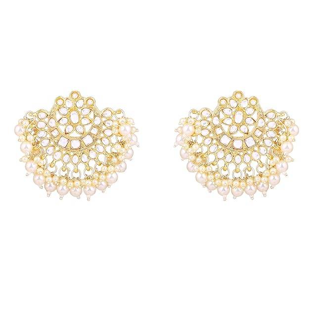 Estele Gold Plated Gorgeous White Pearl Choker Gehena Necklace Set & Maang Tikka For Women : PJ-035-IGWENKERTK