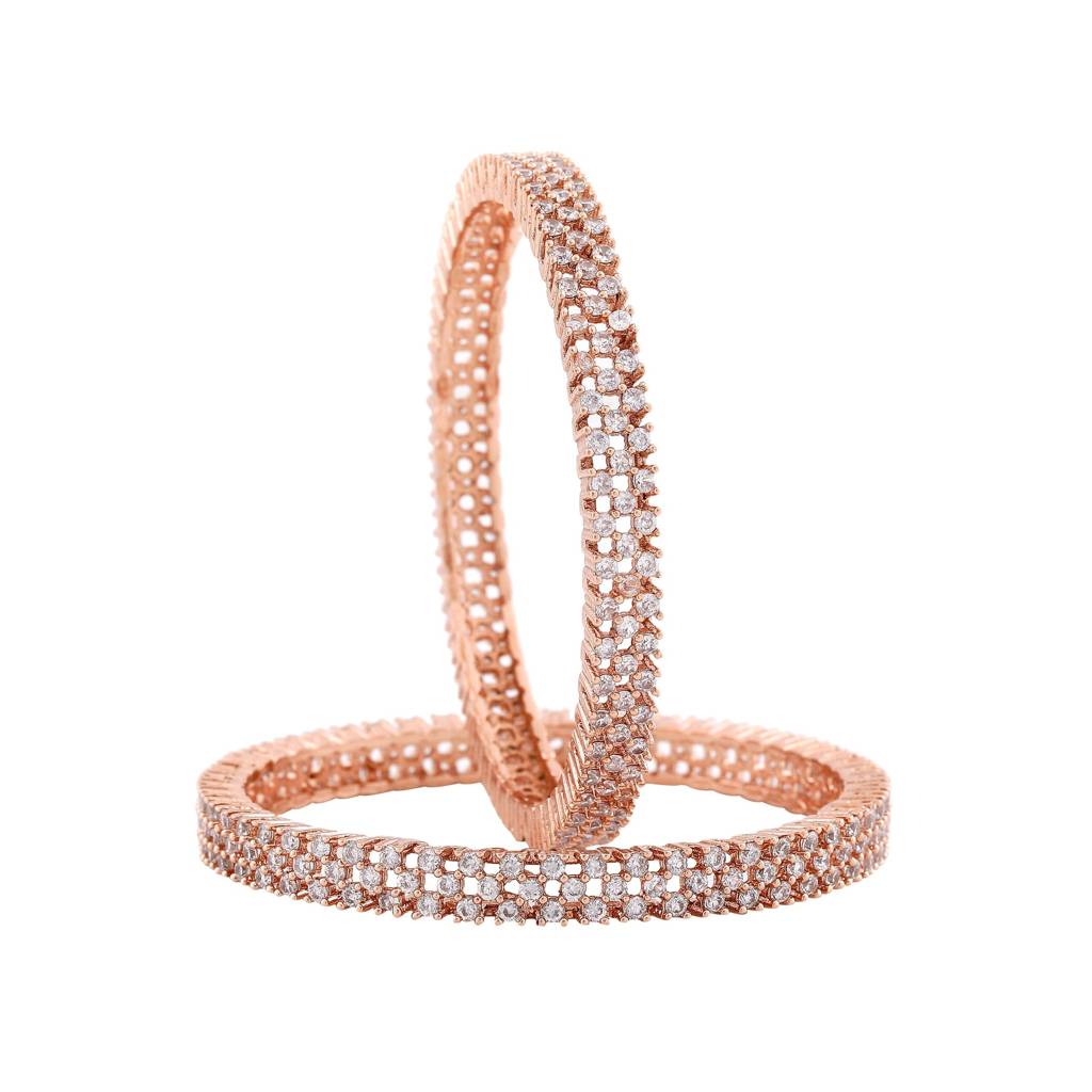 Estele Rosegold Plated Cz Sparkling Designer Bangles For Women : AD-013-RG-28BANGLE