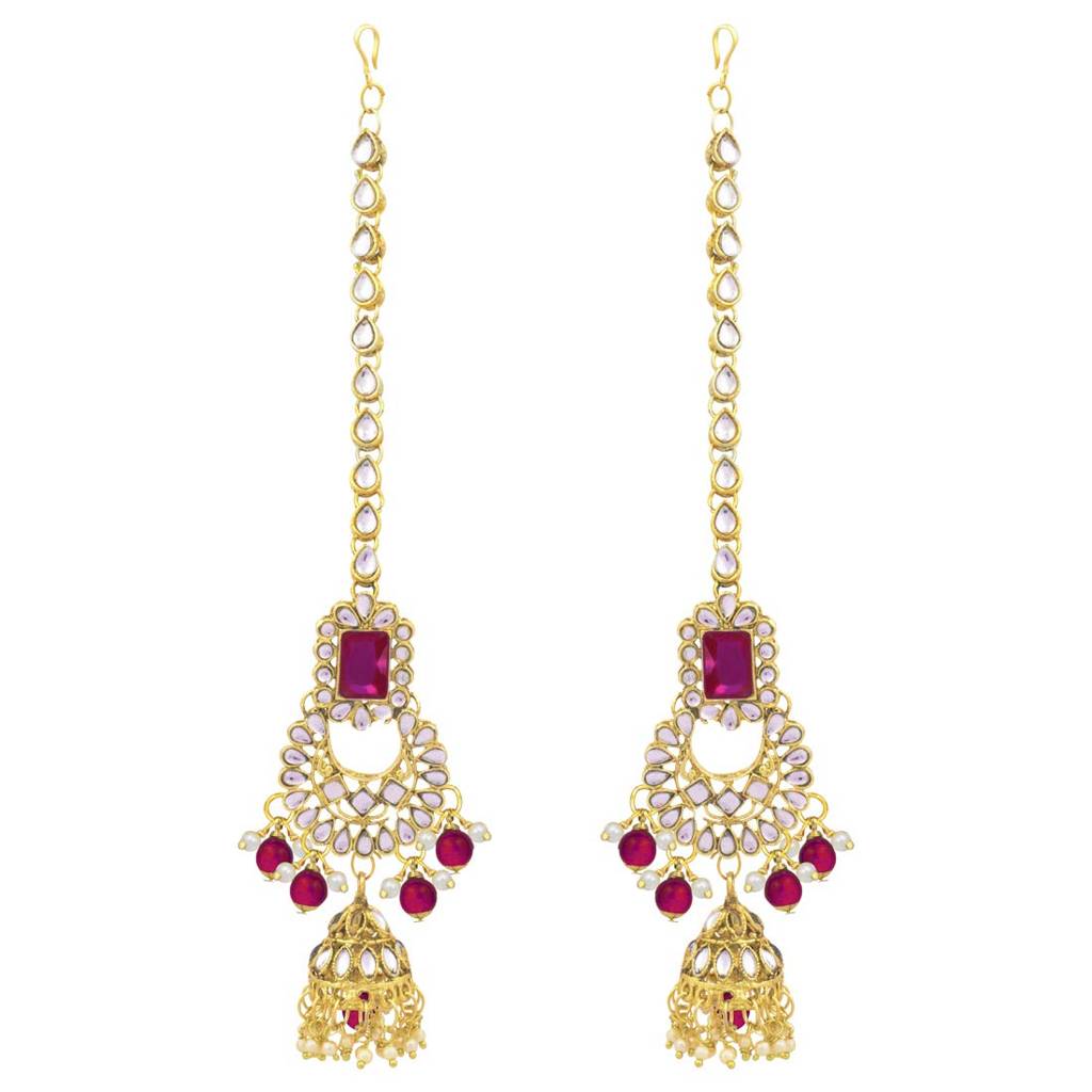 Ethnic Traditional Gold Plated Kundan Studded Dulhan Bridal Jewellery Set With Choker Earrings Maang Tikka Hathph : PF36BR02RP