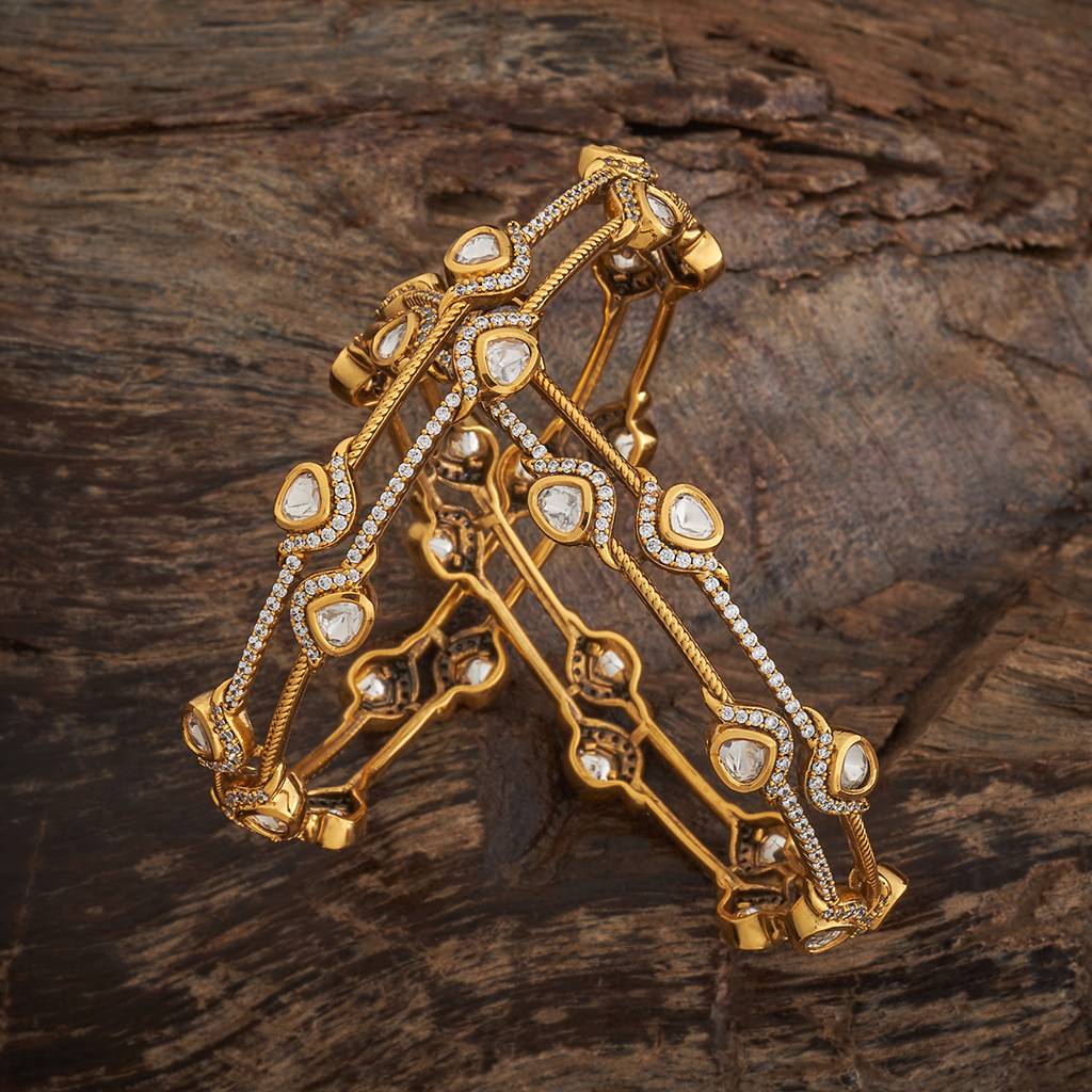 Kushal'S Fashion Jewellery White Victorian-Plated Ethnic Kundan Bangle-182286 : 435407