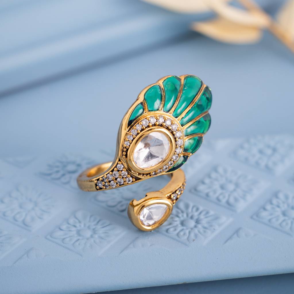 Ethnic Kundan Finger Ring-182234 : 435317