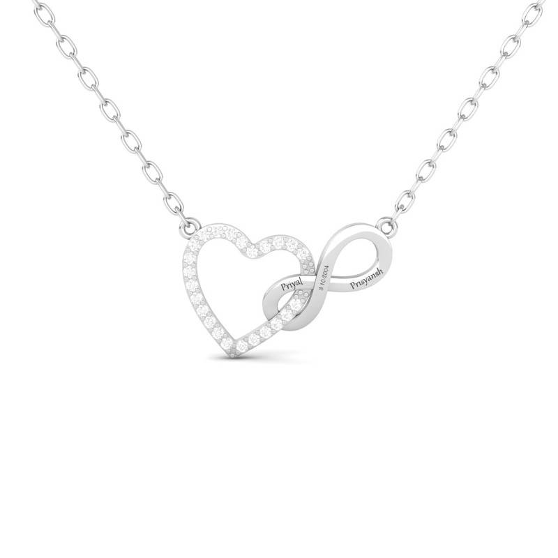 Personalized Heart & Infinity Moissanite Necklace : TGDP-204-Y
