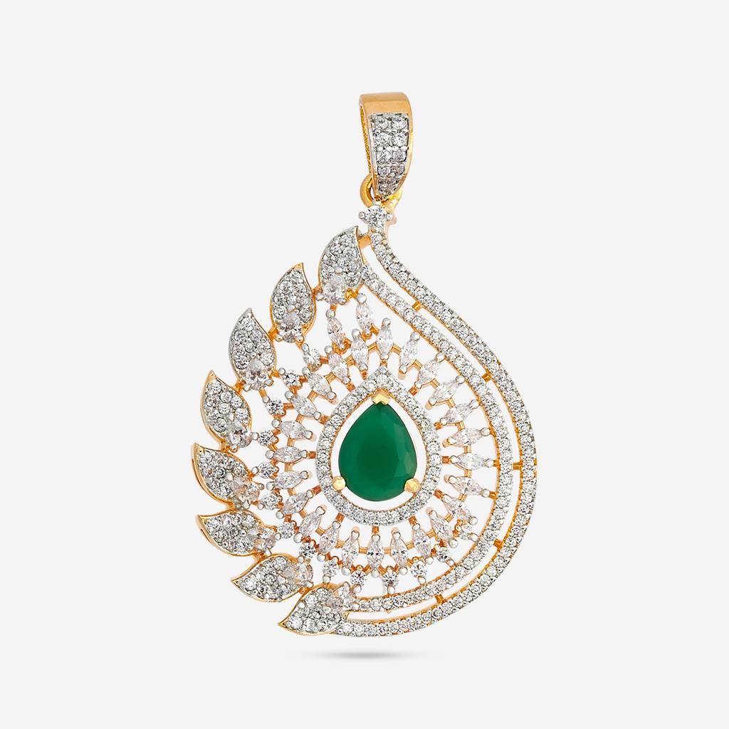 Green Gold-Plated Party Zircon Pendant Set-435715 : 435715