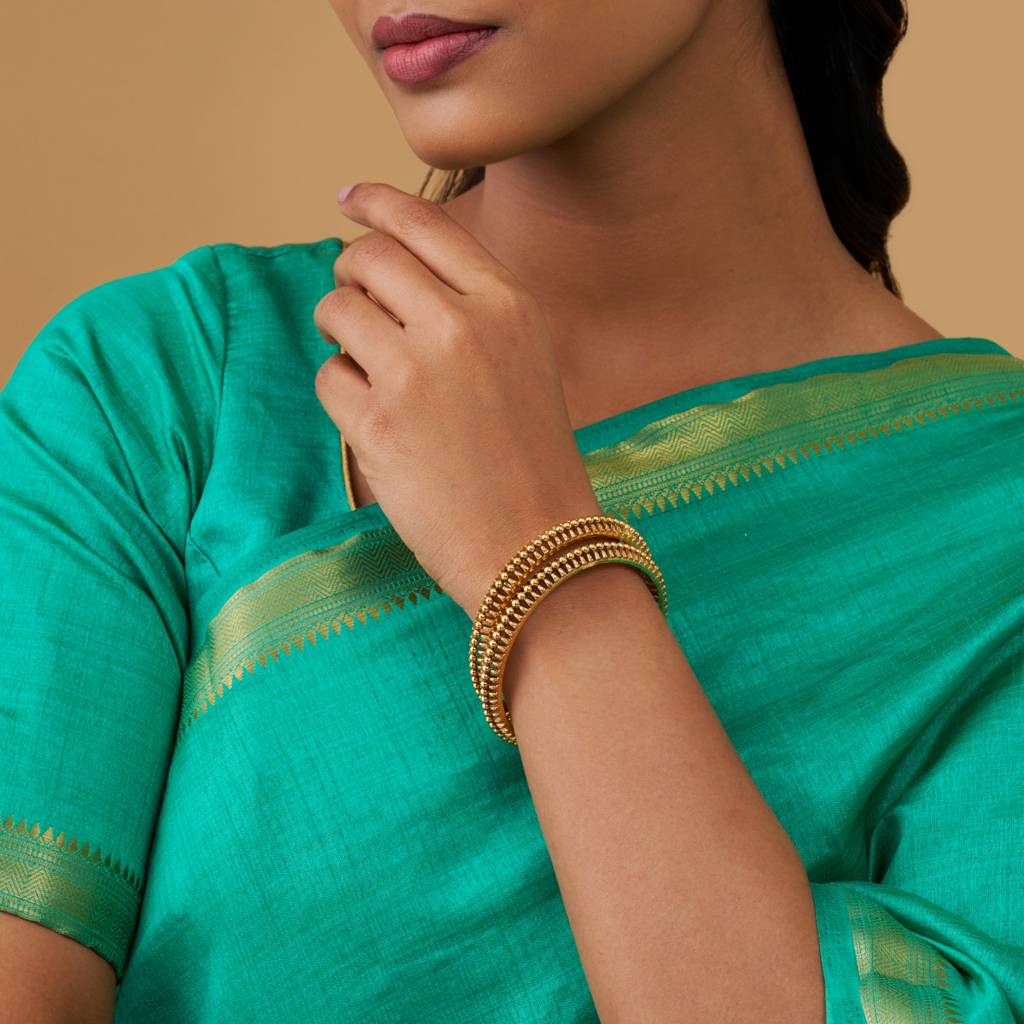 Kushal'S Fashion Jewellery Gold-Plated Festive Antique Bangle-176365 : 422651