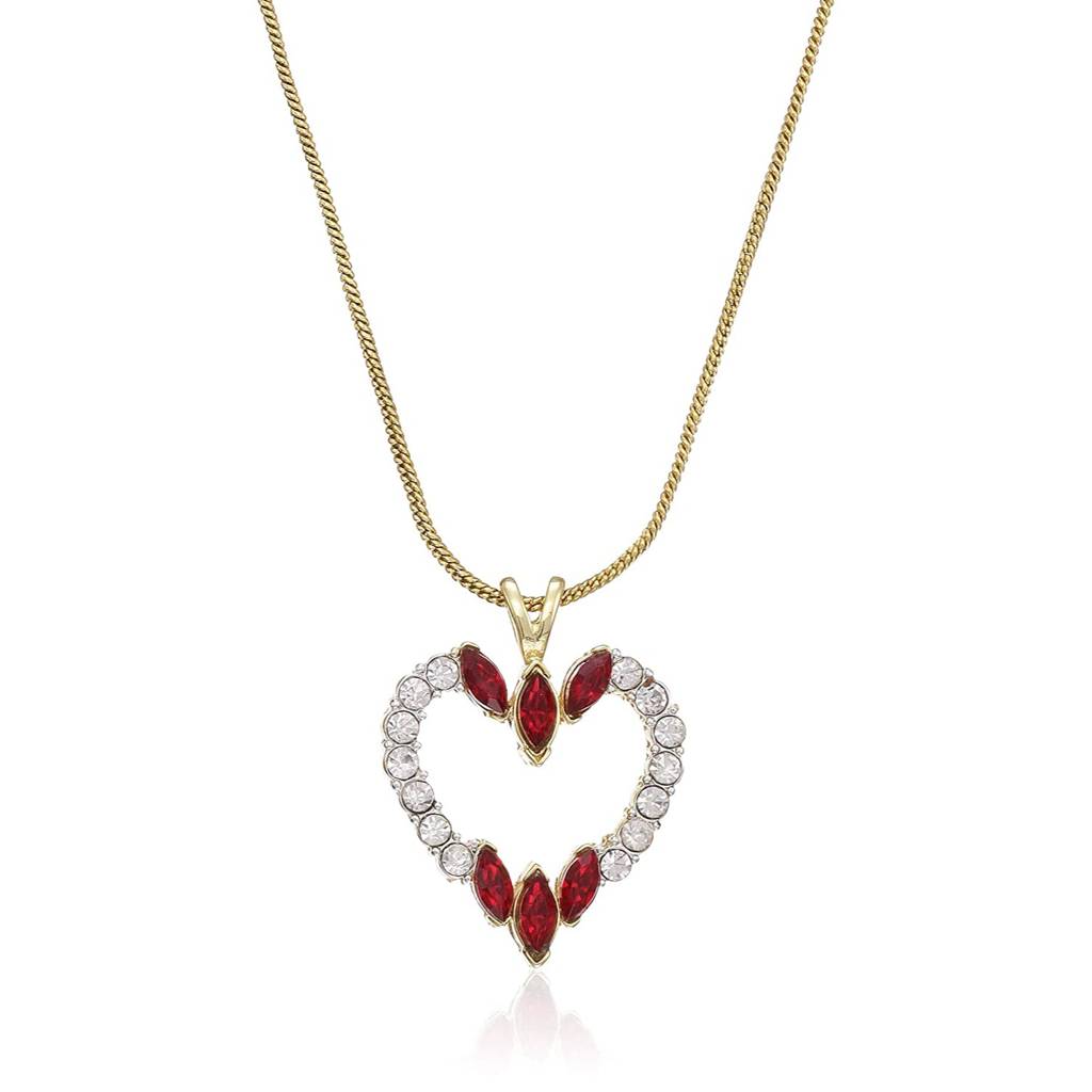 Estele Gold & Rhodium Plated Heart Shaped Pendant With Crystals For Women : 842PENDANT