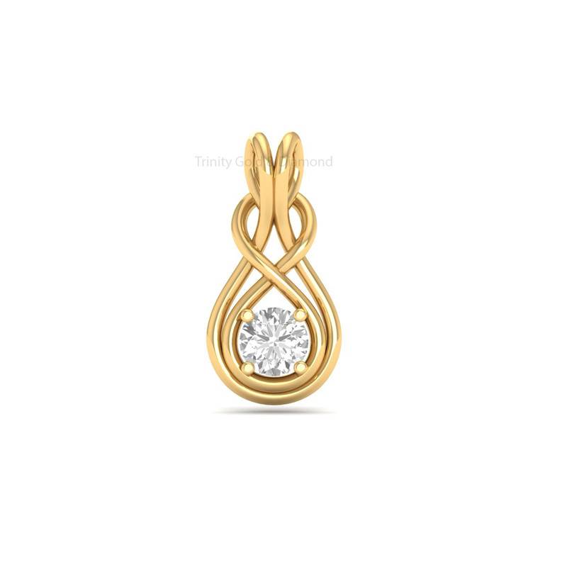 Infinity Teardrop Solitaire Moissanite Pendant Necklace In 14Kt Gold Over Sterling Silver : TGDP-52