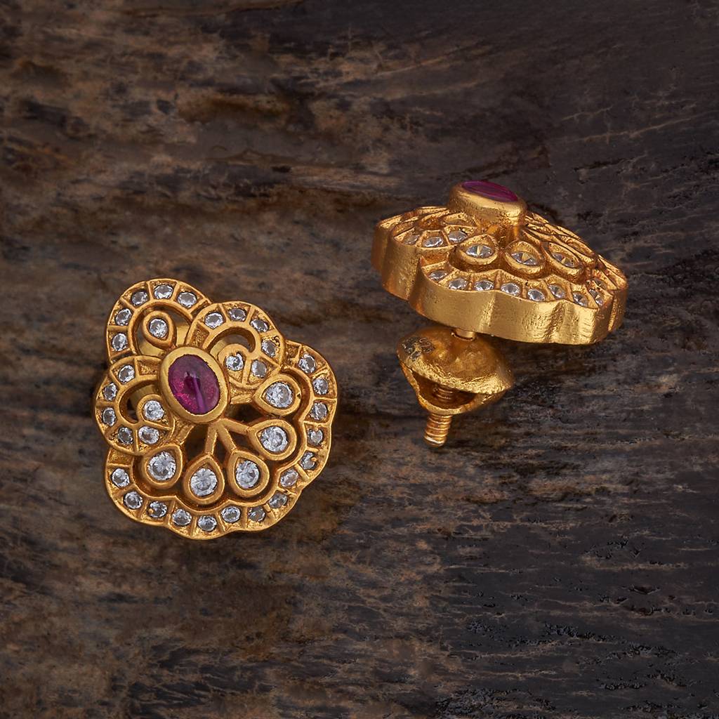 Kushal'S Fashion Jewellery Gold-Plated Ethnic 92.5 Pure Silver Temple Studs-177360 : 425300