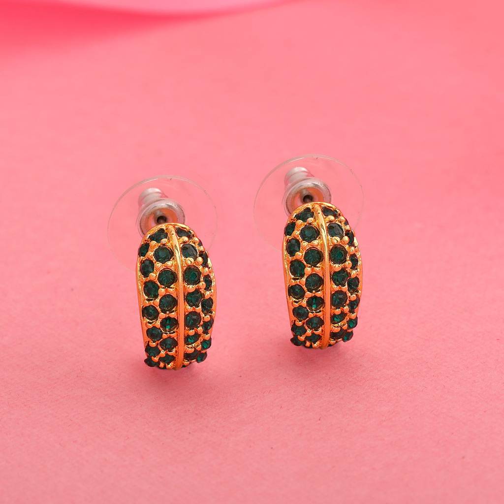 Estele Gold Plated Green Candy Crystal Stud Earrings For Women : 766706GNER