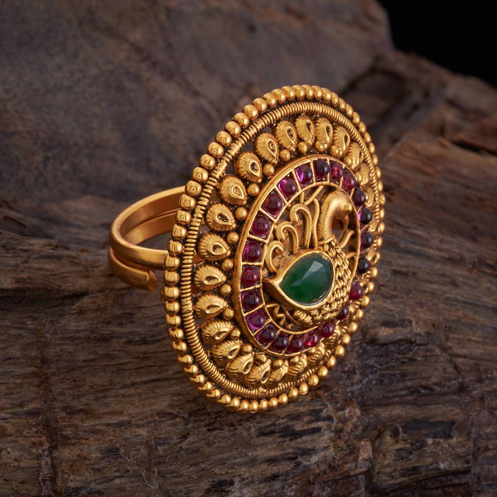 Kushal'S Fashion Jewellery Ruby-Green Gold-Plated Ethnic Antique ...